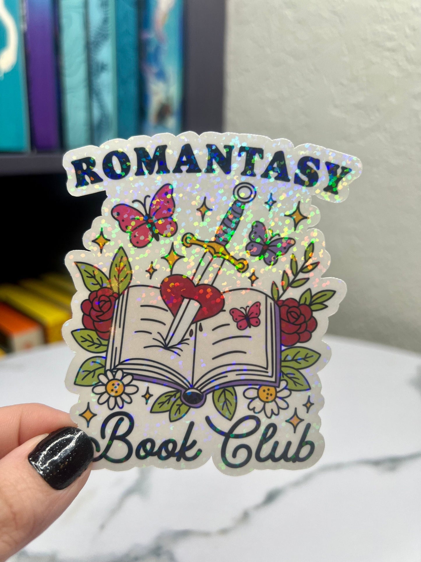 Romantasy Book Club Sticker Holographic Fantasy Decal for Readers bookish sticker gift for readers kindle waterbottle laptop decal