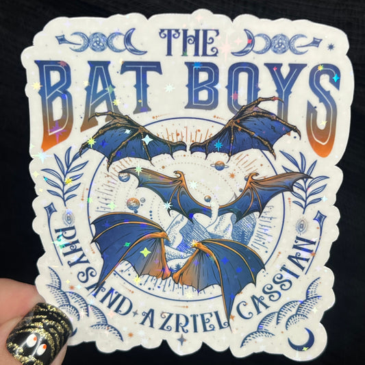 Blue Gold Bat Boys Rhysand Azirel Cassian Holographic Sticker Sparkly Sticker ACOTAR Decal Kindle Sticker Spicybook Sticker SJM Stickers