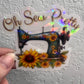 Oh Sew Pretty sunflowers Holographic Sticker, Love Quilting Sticker, Sewing Waterbottle Sticker, Machine Sticker, Sew Decal, Fall Quilting