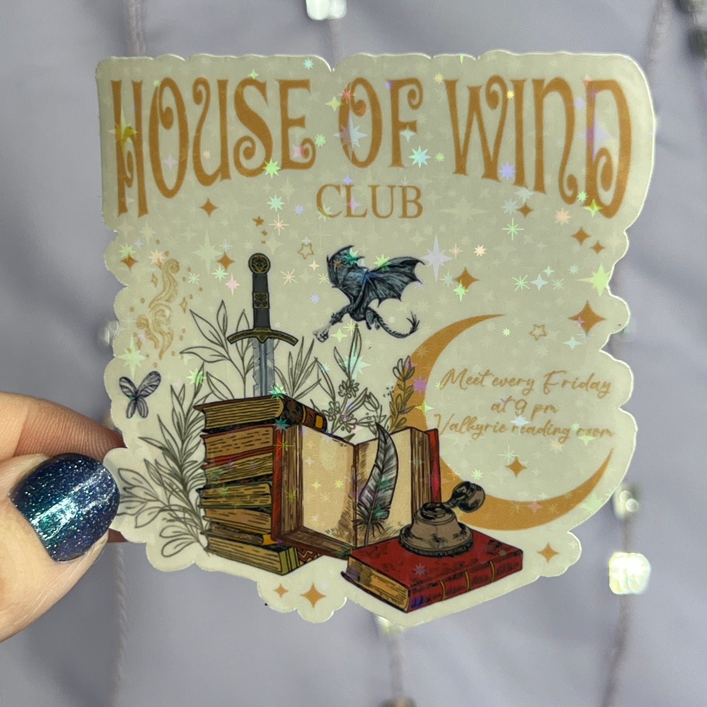 House of Wind Book Club Book Stack Valkyrie Reading Room Holographic Sticker Sparkly Sticker ACOTAR Decal Kindle Sticker Spicybook Sticker