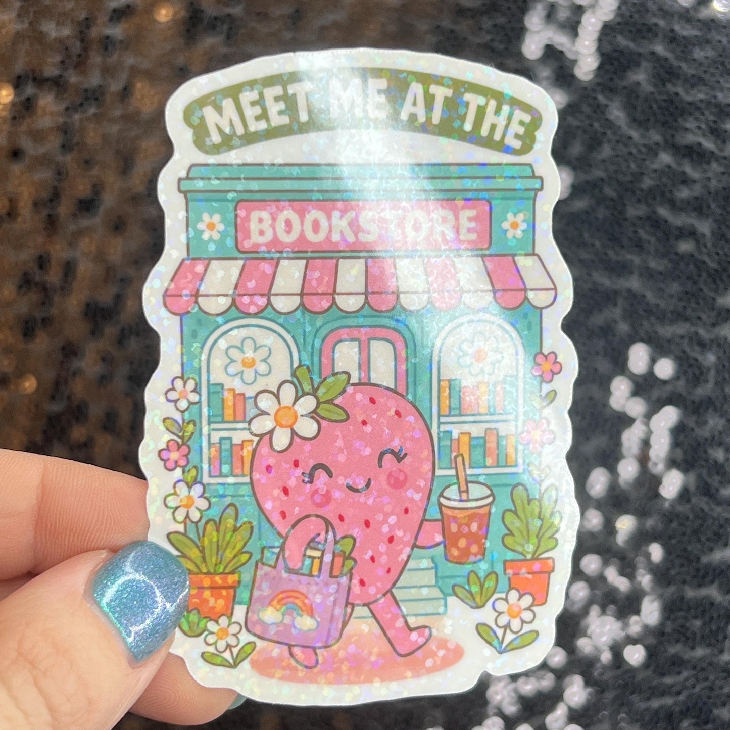Take me to the Bookstore spring sparkly  holographic sticker Decal for Readers bookish sticker gift for readers kindle laptop decal