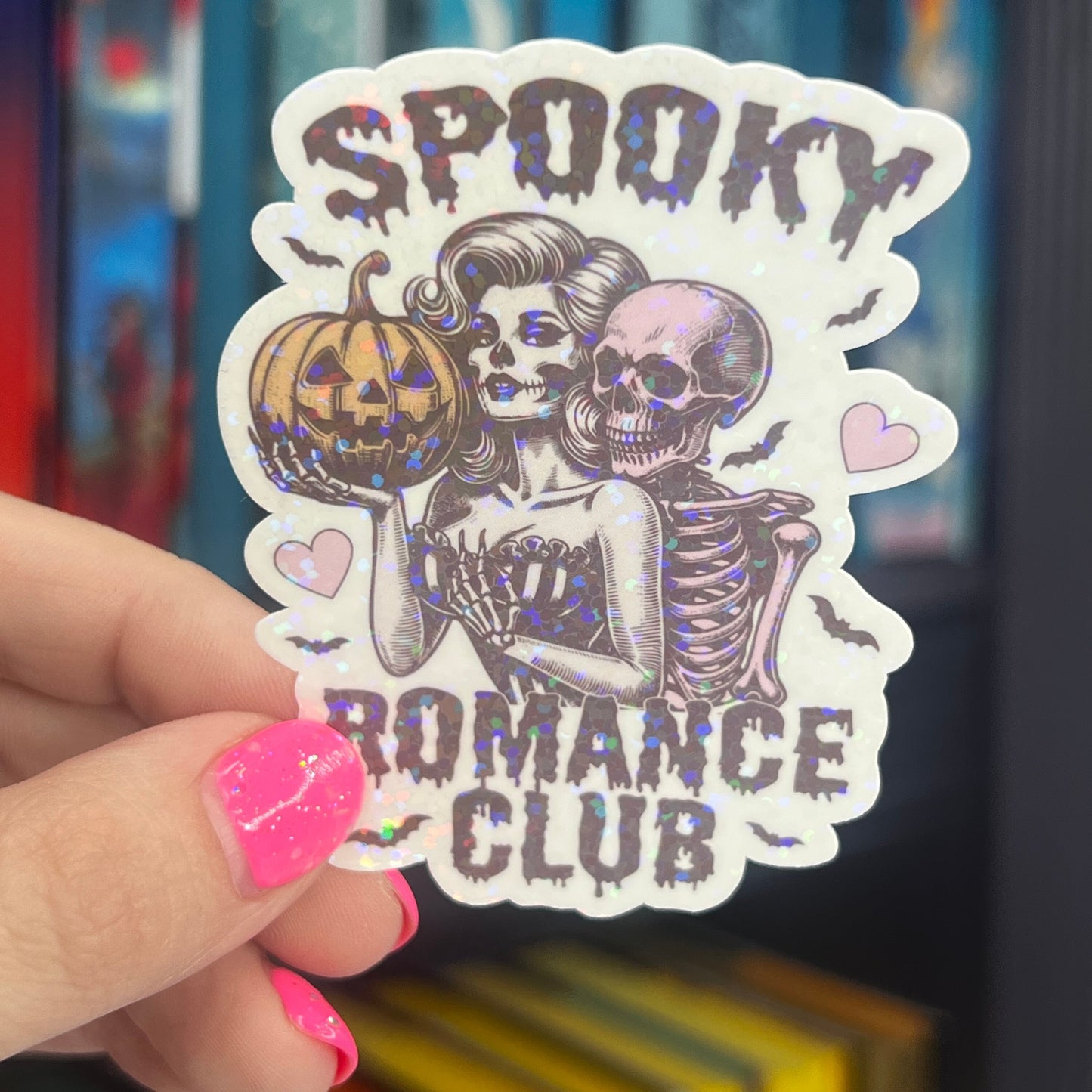 Spooky Romance Club Holographic Sticker, Spicy Dark Romance, Booktok, kindle waterbottle laptop stickers Halloween book decal celestial book