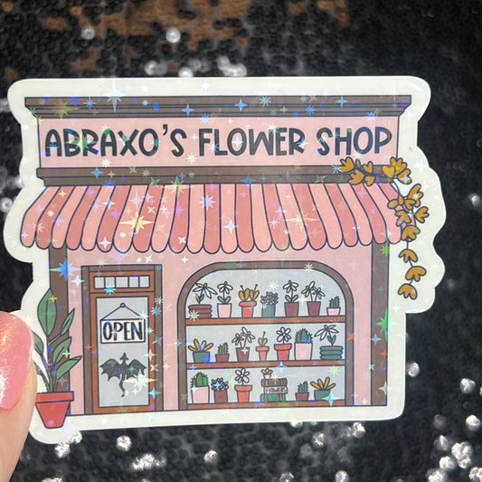 Abraxo's Flower Shop Throne of Glass Holographic Sticker The Thirteen Tog water bottle decal Manon TOG laptop Kindle sticker