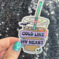Cold Like My Heart Silly Holographic Sticker Coffee Addict Mental Health Sticker Sparkly Positive Vibes Decal Depression Iced Coffee