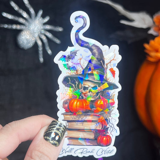 Well Read Witch Holographic Sticker, Spicy Dark Romance Stickers, Booktok stickers, kindle stickers Halloween Book Sticker Waterbottle