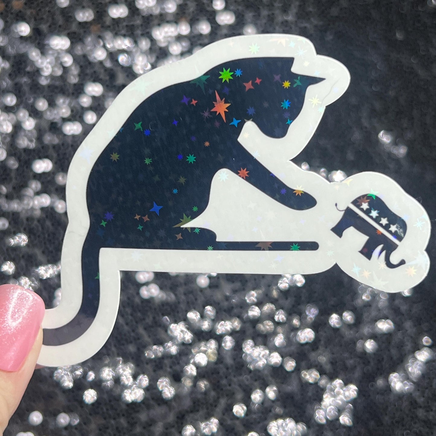 Cat Lady Holographic Sticker Kamala Walz Decal Anti Trump JD Vance Pro Choice Feminist Sticker Liberal Democrat Decal Minimalist Cat Decal