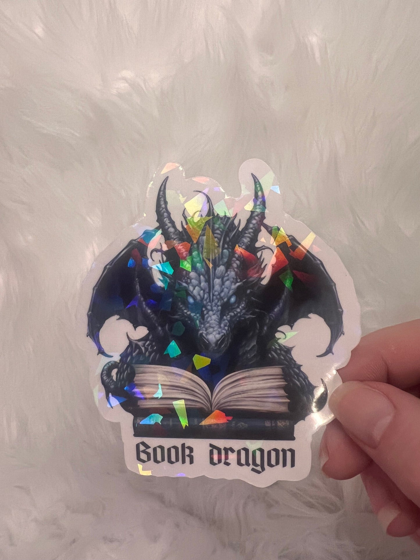 Book Dragon Holographic Sticker, Halloween Spicy Dark Romance Stickers, Booktok stickers, kindle stickers, Reader Laptop Sticker, Bookish