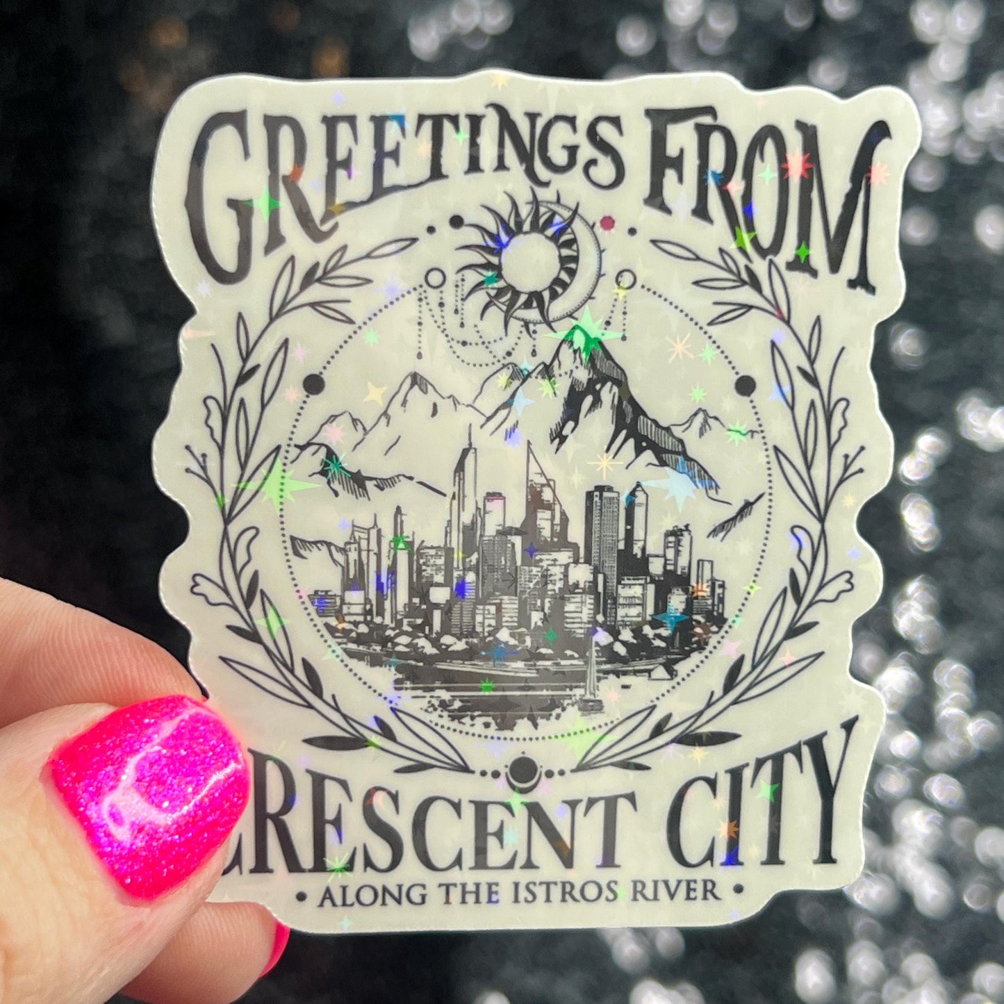 SJM Universe Black & white aesthetic mini Holographic Stickers, Booktok stickers kindle, acotar, throne of glass crescent city decals