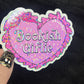 Bookish Girlie Pink Sticker Holographic Book Lover Sparkly Decal, Spicy Dark Romance, kindle waterbottle laptop