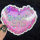 Bookish Girlie Pink Sticker Holographic Book Lover Sparkly Decal, Spicy Dark Romance, kindle waterbottle laptop