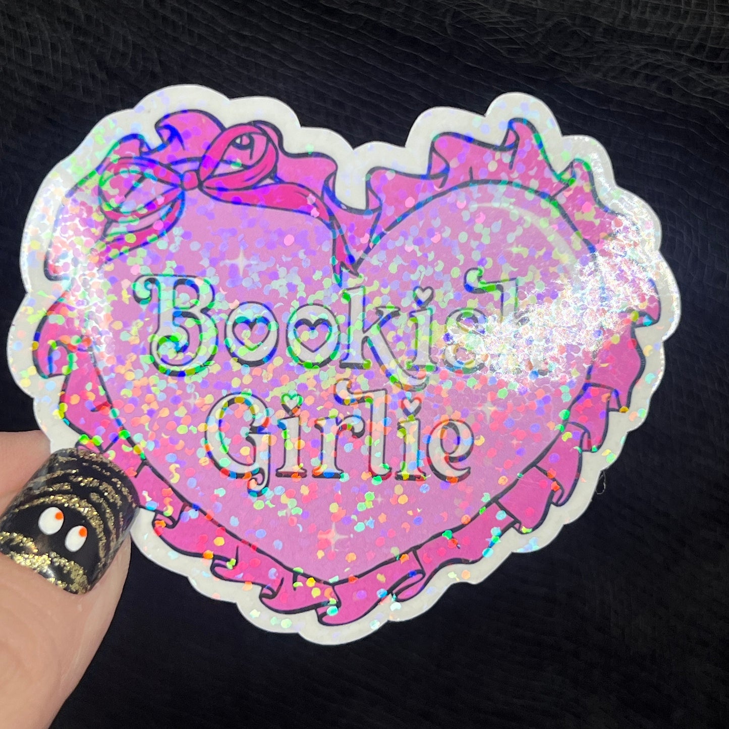 Bookish Girlie Pink Sticker Holographic Book Lover Sparkly Decal, Spicy Dark Romance, kindle waterbottle laptop