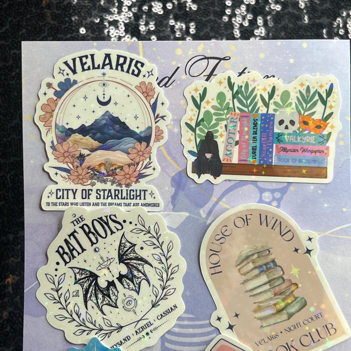 ACOTAR mini Holographic Stickers, Booktok stickers kindle acotar a court of thorns and roses small set bundle, ACOFAS, ACOMAF, acowar, acosf