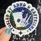 Fueled by ADHD & Caffeine Sparkly Holographic Sticker Mental Health Spread Good Vibes Decal ADHD Neurodivergent Sticker