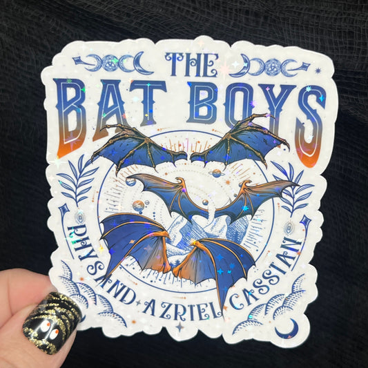 Blue Gold Bat Boys Rhysand Azirel Cassian Holographic Sticker Sparkly Sticker ACOTAR Decal Kindle Sticker Spicybook Sticker SJM Stickers