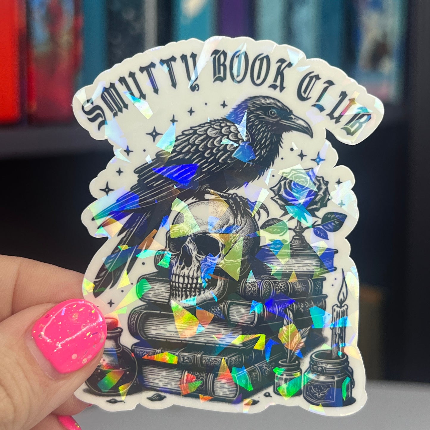Smutty Book Club Sparkly Dark Romance Holographic Stickers, Booktok stickers, kindle stickers, spicy book sticker Waterbottle book stickers