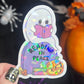 Reading in Peace Ghost Halloween Bookshelf Holographic Sticker Halloween Kindle Decal Spooky Fall Reader Gift Bookish Decal