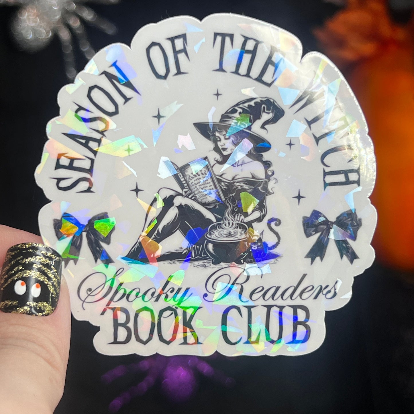 Season of the Witch Spook Readers Book Club Halloween Holographic Sticker Halloween Kindle Decal Spooky Fall Reader Gift Bookish Decal