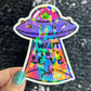 I want to leave Colorful Sparkly Holographic Sticker Anxiety Depression Mental Health Spread Positive Vibes Decal UFO Alien Sticker