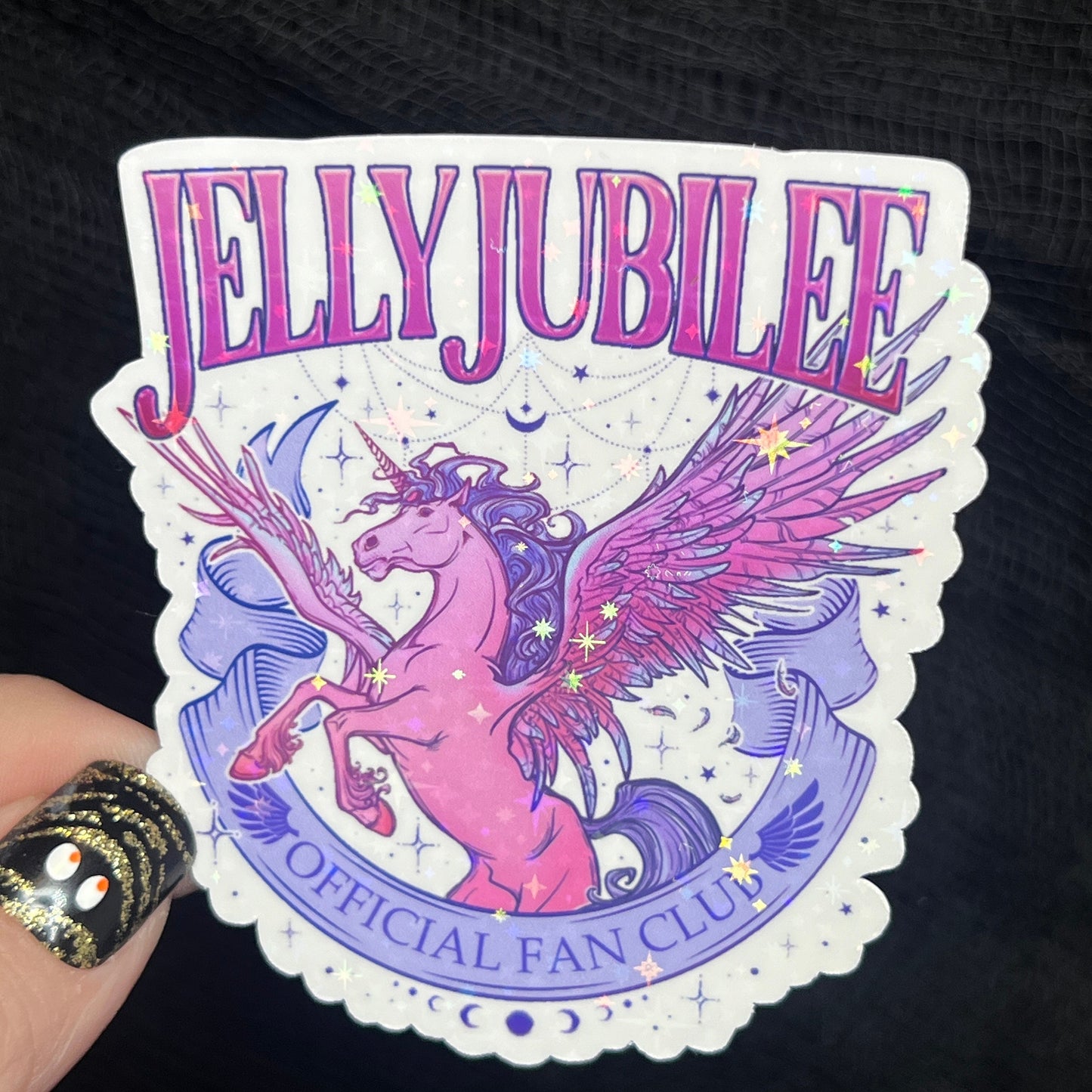 Jelly Jubilee Pink Pony Holographic Sticker, HOSAB HOEAB Hofas Decal, SJM laptop kindle waterproof sticker bookish Waterbottle decal