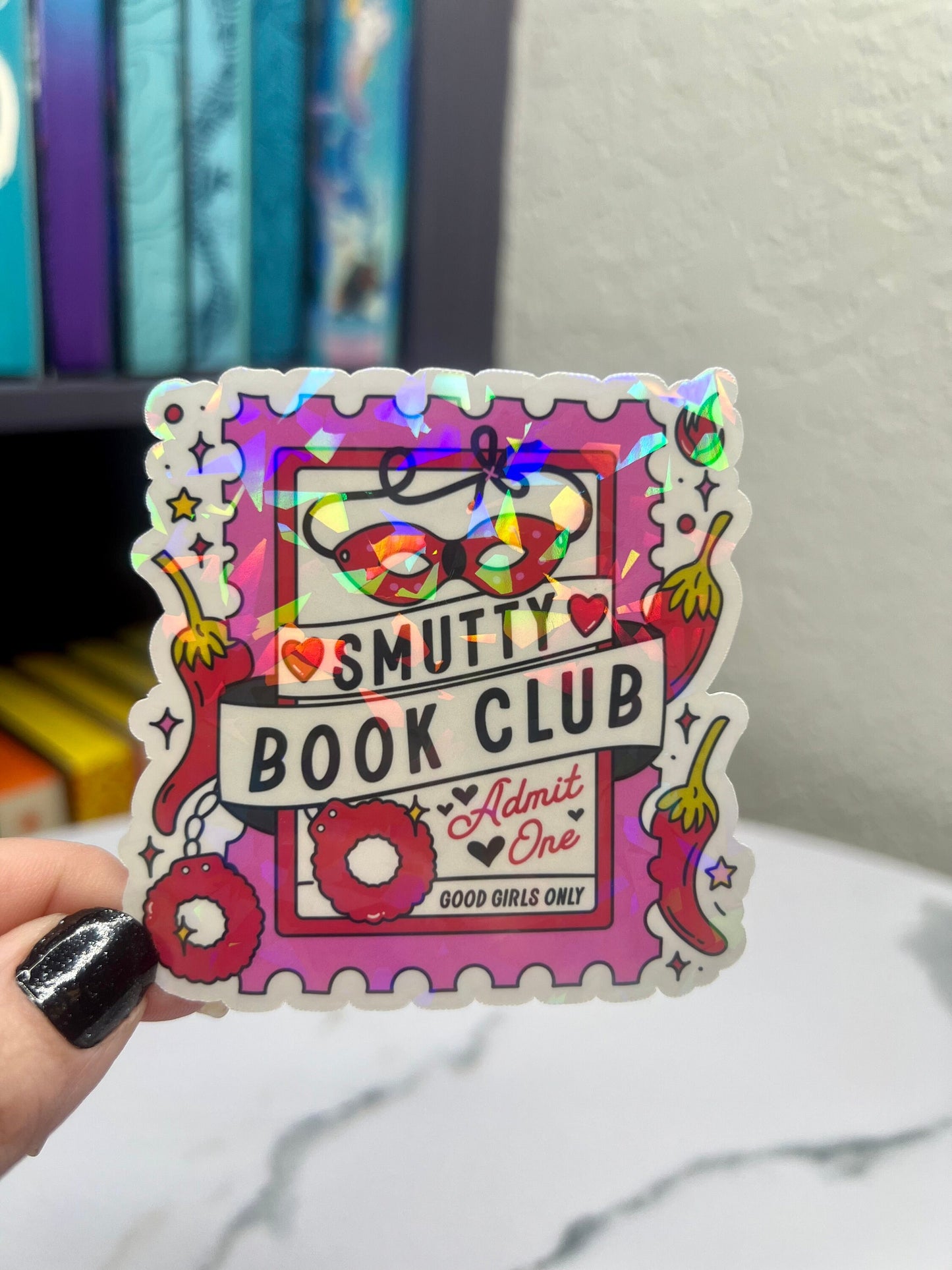 Smutty Book Club Holographic Bookish Sticker Book Lover, Spicy Dark Romance, erotica, Booktok, kindle waterbottle laptop Romance Decal