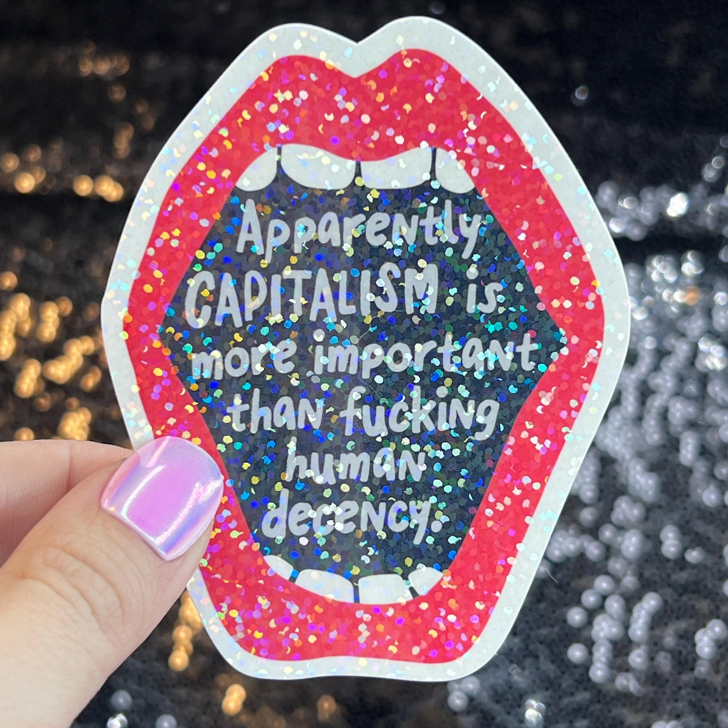 Apparently Capitalism is More Important Holographic Sticker Kamala Anti Trump JD Vance Pro Choice Feminist Sticker Liberal Democrat Decal