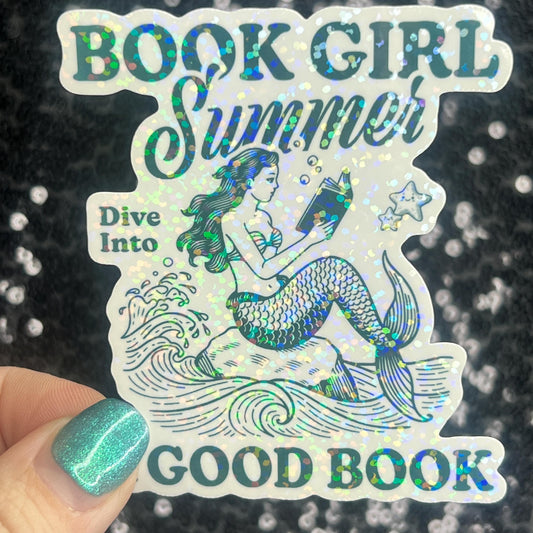 Bookish Girl Summer Holographic Book Book Lover, Spicy Dark Romance, Booktok, kindle waterbottle laptop Romance Decal Beach Reads Decal
