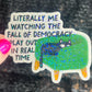 Fall of Democracy In Real Time Holographic Sticker Hands Off Protest Anti Trump JD Vance Pro Choice Feminist Sticker