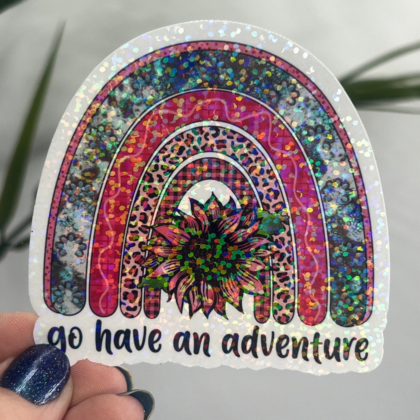 Go Have an Adventure Rainbow Holographic Sparkly Sticker Adventure Sticker RV Sticker Outdoor Decal Nature Sticker Travel Hiking Backpacking