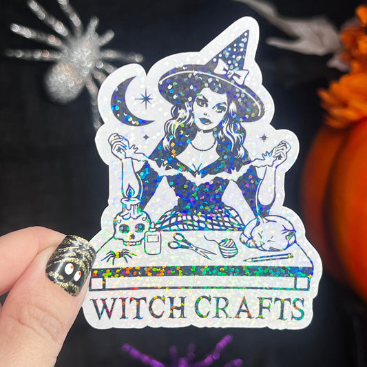 Witch Crafts holographic Sticker Crafting Crochet Knitting quilting sticker Halloween decal sewing machine sticker cross stitch sticker