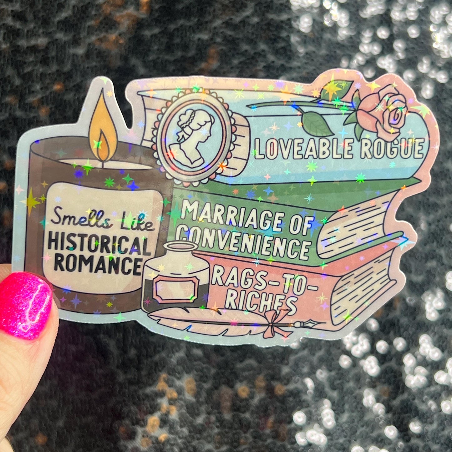 Smells Like Historical Romance Holographic Sticker Decal History Reads Bookish kindle waterbottle laptop Reader Bookish Present Gift