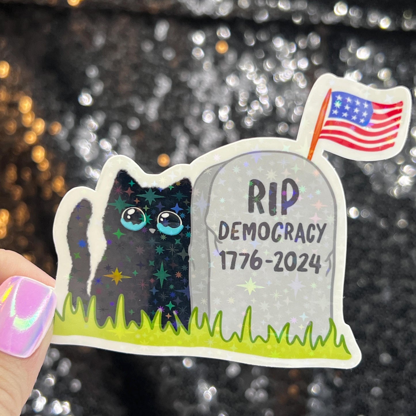 RIP Democracy Holographic Sticker Political Decal Kamala Decal Anti Trump Pro Choice Feminist Sticker Liberal Democrat