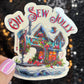 Oh Sew Jolly Sewing Machine Sparkly Holographic Quilting Sticker sewing Waterbottle sticker Craft Sticker Fabric Decal Cross Stitch Sticker