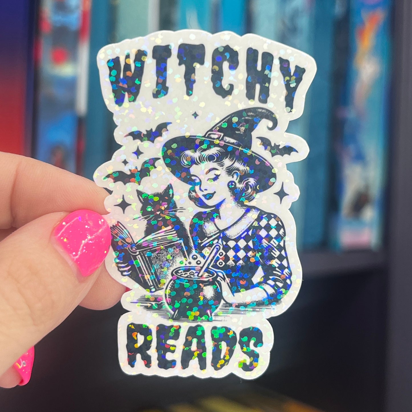 Witchy Reads Holographic Sticker, Spicy Dark Romance, Booktok, kindle waterbottle laptop stickers Halloween book decal celestial book