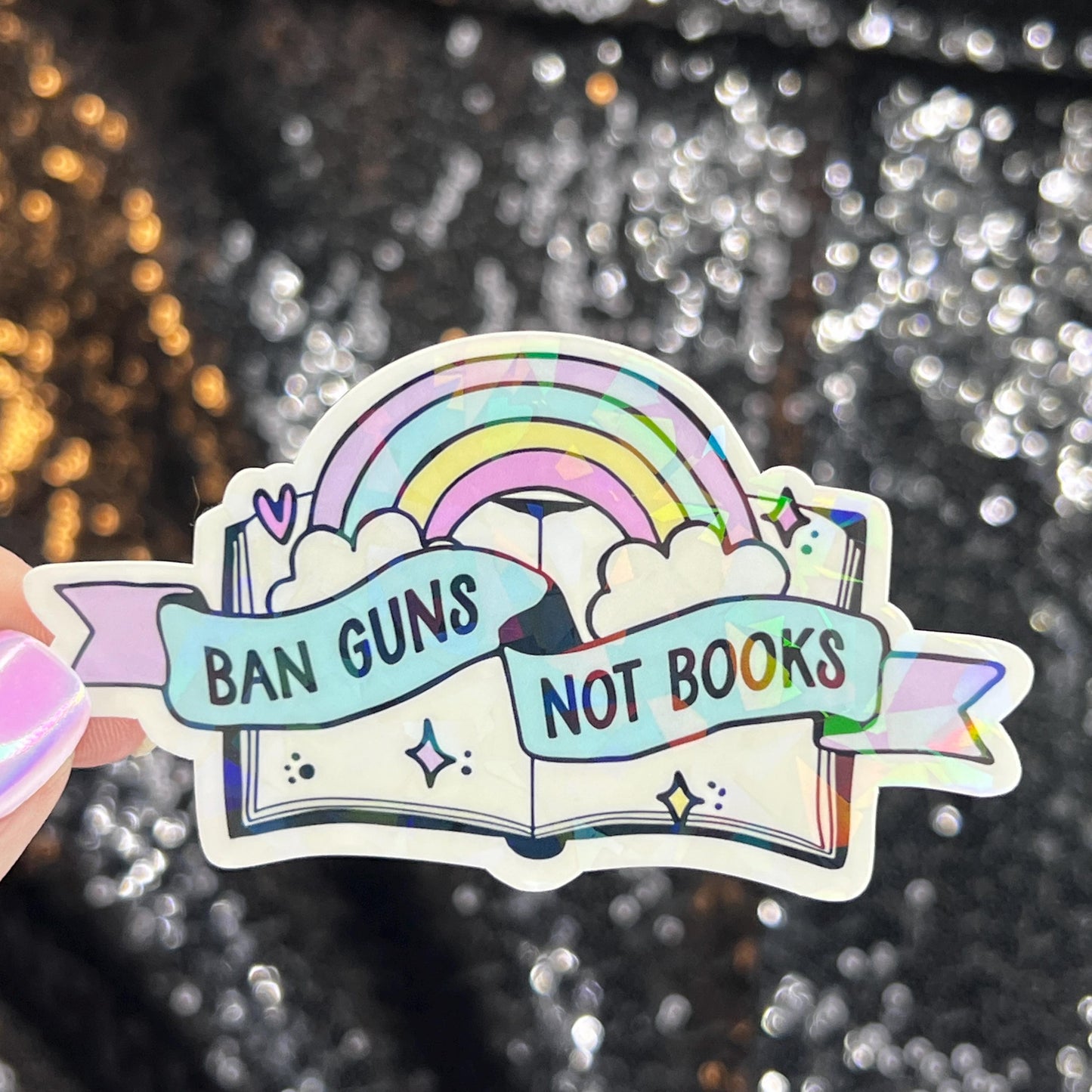 Ban Guns Not Books Holographic Sticker Kamala Decal Anti Trump Pro Choice Feminist Sticker Liberal Democrat