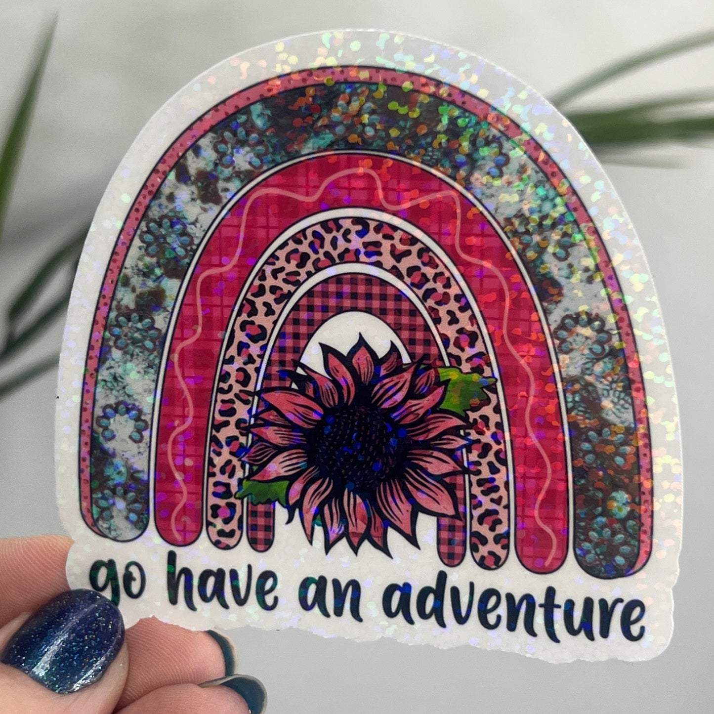 Go Have an Adventure Rainbow Holographic Sparkly Sticker Adventure Sticker RV Sticker Outdoor Decal Nature Sticker Travel Hiking Backpacking