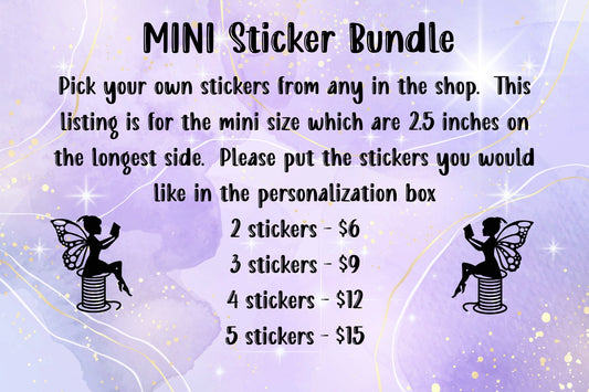 MINI Sticker Bundle Bookish and Quilting Sticker Set Reader Sticker Sets