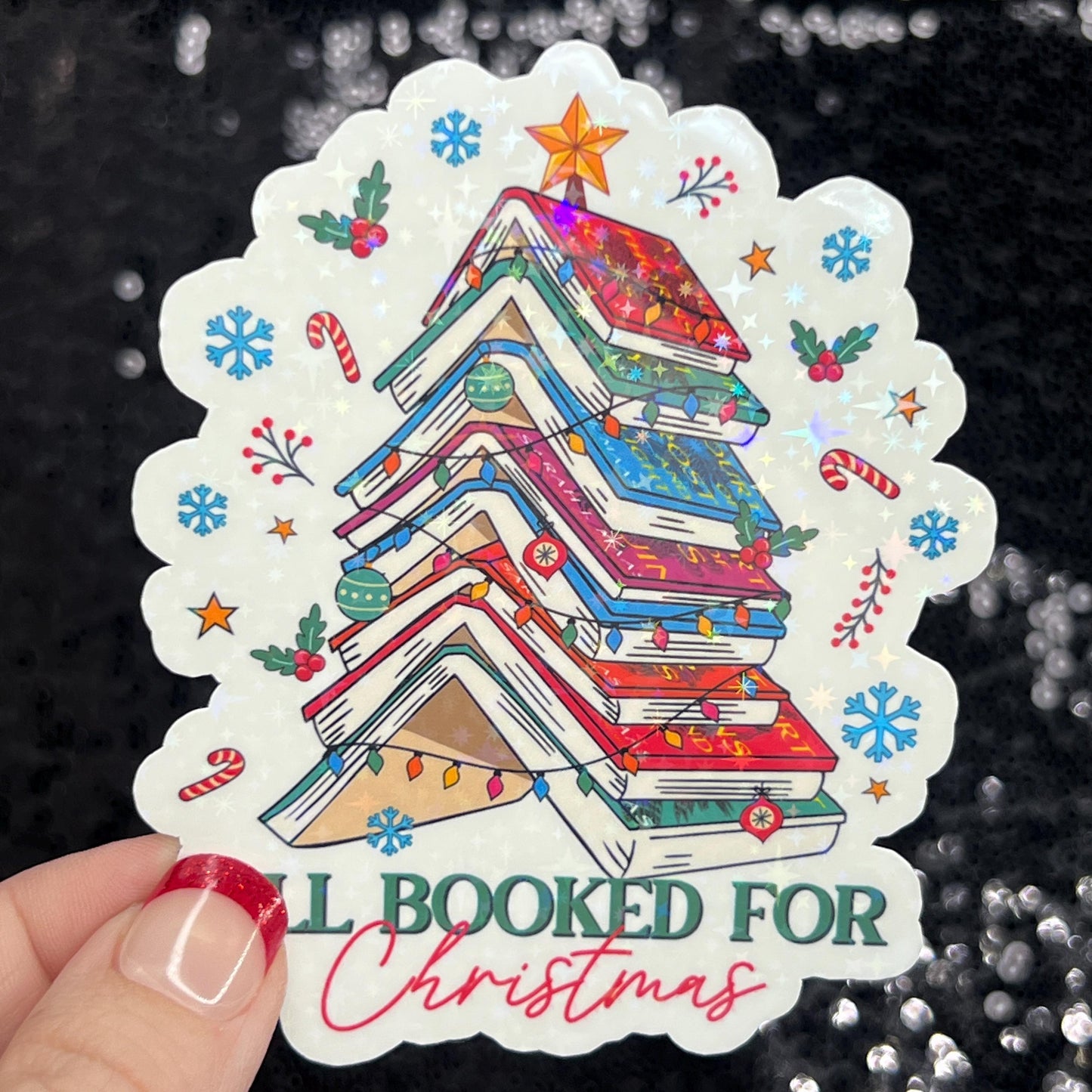 A Court of Thorns and Roses Holographic Christmas Sticker – Sparkly ACOTAR SJM XMAS Gift for Book Lovers | Perfect for Kindles & Laptops.