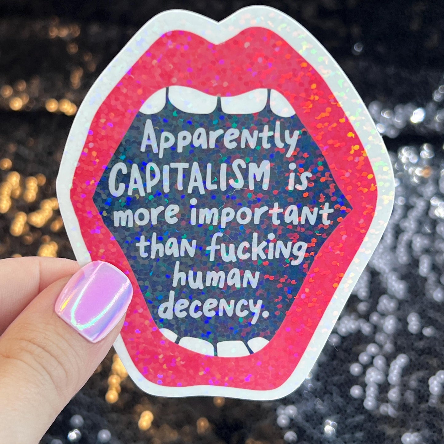 Apparently Capitalism is More Important Holographic Sticker Kamala Anti Trump JD Vance Pro Choice Feminist Sticker Liberal Democrat Decal
