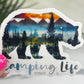 Camping Life Bear Mountain Watercolor Sparkly Sticker Adventure Sticker RV Sticker Outdoor Decal Nature Sticker Travel Hiking Camping