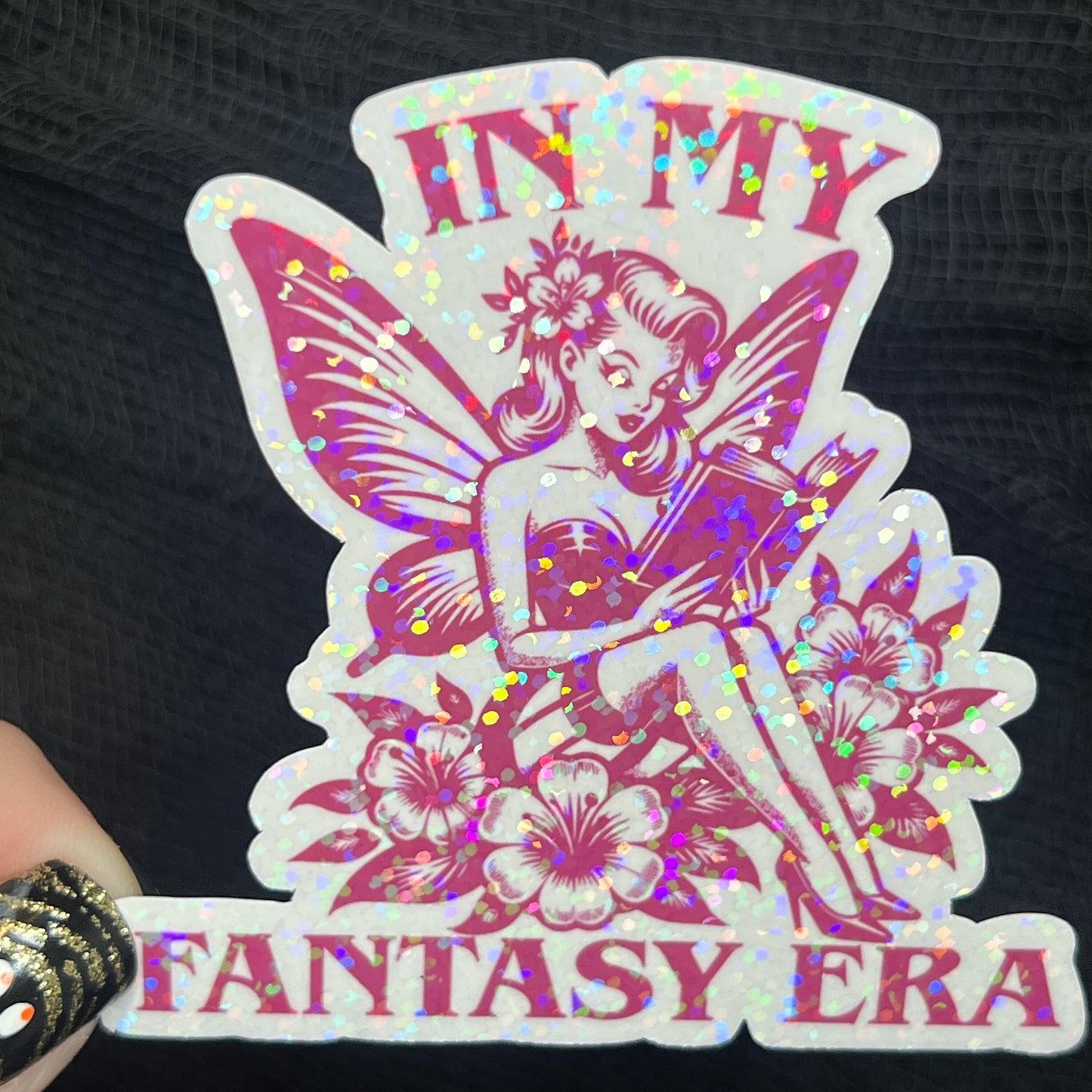 In My Fantasy Era Sticker Holographic Fairy Book Lover Sparkly Decal, Spicy Dark Romance, kindle waterbottle laptop