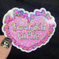 Bookish Girlie Pink Sticker Holographic Book Lover Sparkly Decal, Spicy Dark Romance, kindle waterbottle laptop