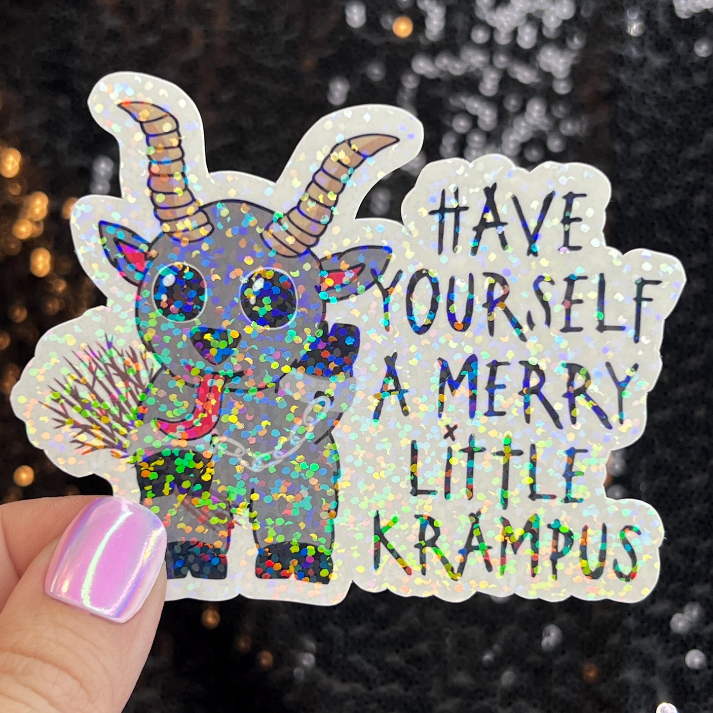 Krampus Christmas Holographic Holiday Sticker,  Decal Xmas Gift & Stocking Stuffer