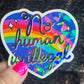 No Human Is Illegal Holographic Sticker Hands Offf Protest Anti Trump JD Vance Pro Choice Feminist Sticker Liberal Democrat Decal Minimalist