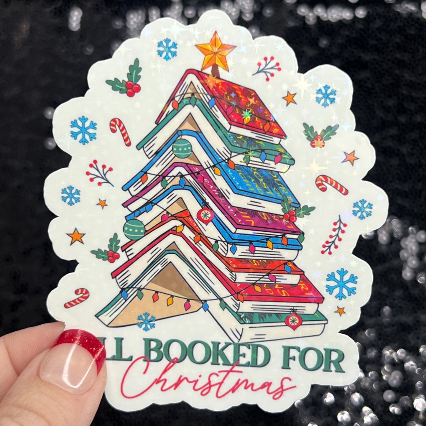 A Court of Thorns and Roses Holographic Christmas Sticker – Sparkly ACOTAR SJM XMAS Gift for Book Lovers | Perfect for Kindles & Laptops.
