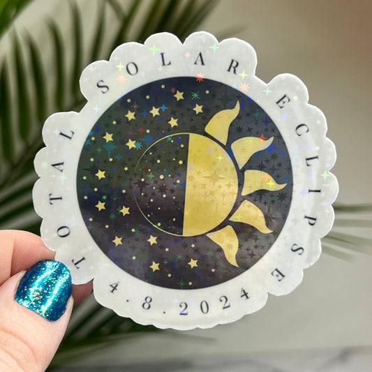 Total Solar Eclipse Holographic Sparkly Sticker 4.8.2024 Eclipse Souvenir Decal Solar Eclipse Sticker astronomy lover waterbottle sticker