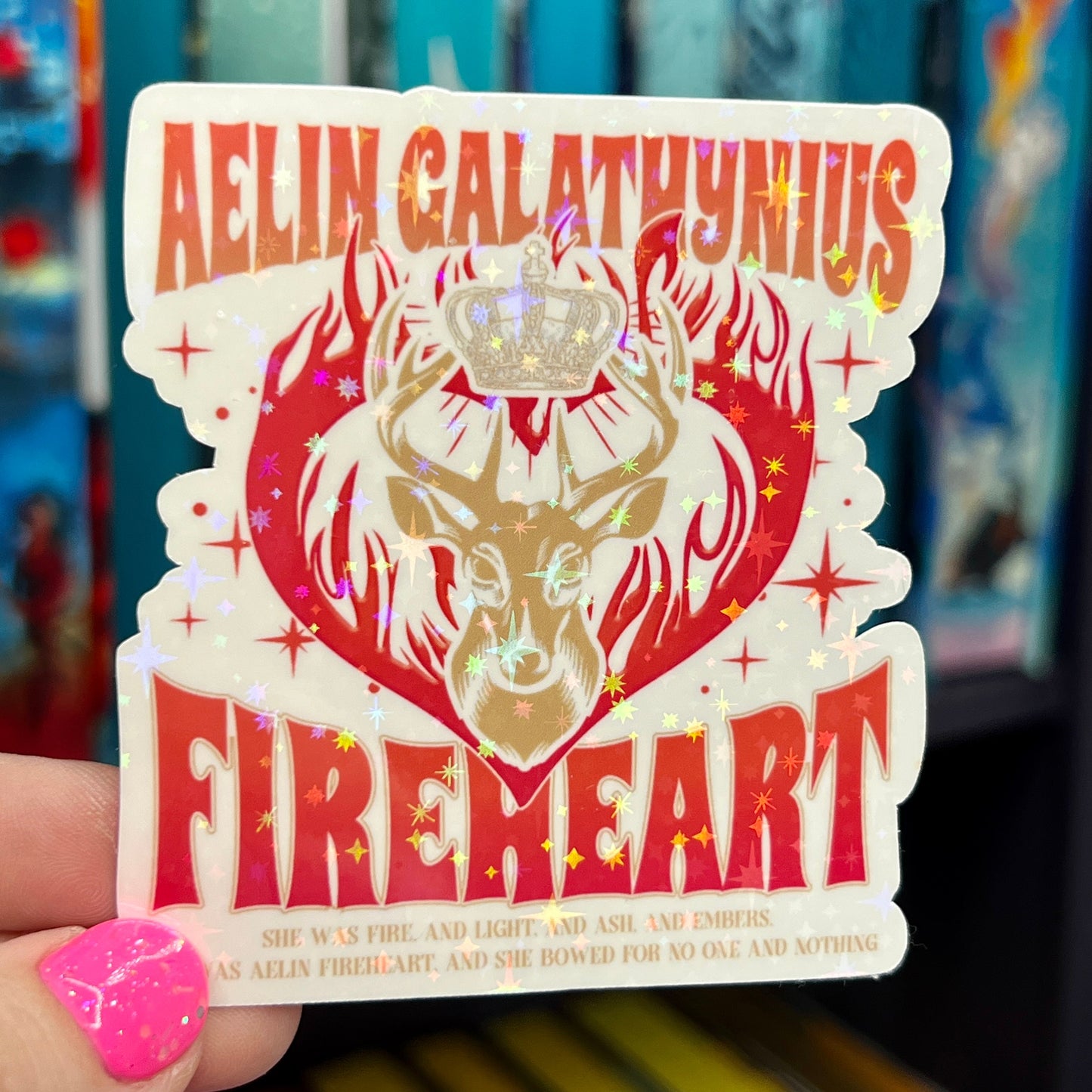Aelin Galathynius Fireheart Throne of Glass Holographic Sticker Aelin Tog water bottle decal TOG laptop sticker SJM Decal Kindle Sticker
