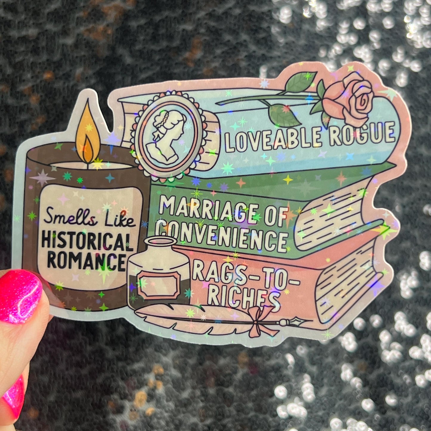 Smells Like Historical Romance Holographic Sticker Decal History Reads Bookish kindle waterbottle laptop Reader Bookish Present Gift