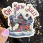 Oh Sew Jolly Sewing Machine Sparkly Holographic Quilting Sticker sewing Waterbottle sticker Craft Sticker Fabric Decal Cross Stitch Sticker