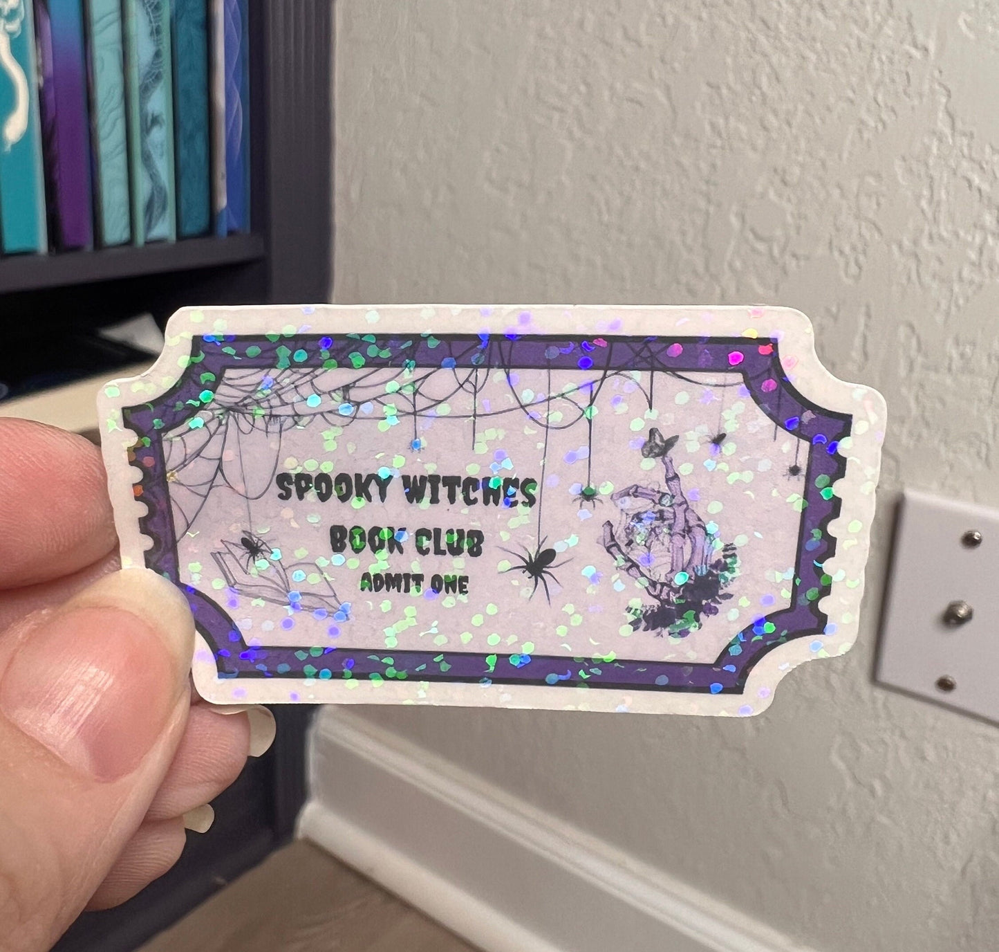 Spooky Witches Book Club Holographic Sticker, Halloween Booktok stickers, kindle stickers, Water Bottle Spooky Reader Sticker bookish decal