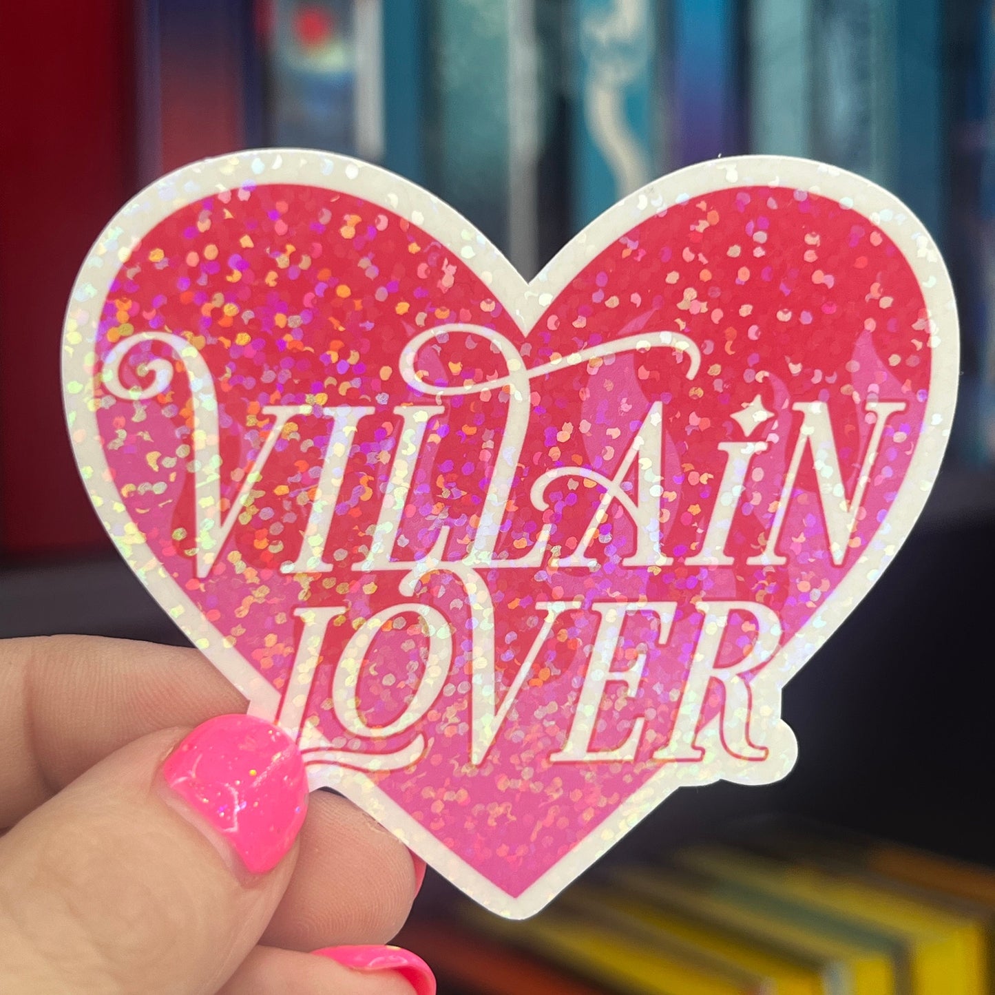 Villain Lover Heart Sparkly Holographic Bookish Sticker Villain Book Lover, Spicy Dark Romance, erotica, Booktok, Romance Decal